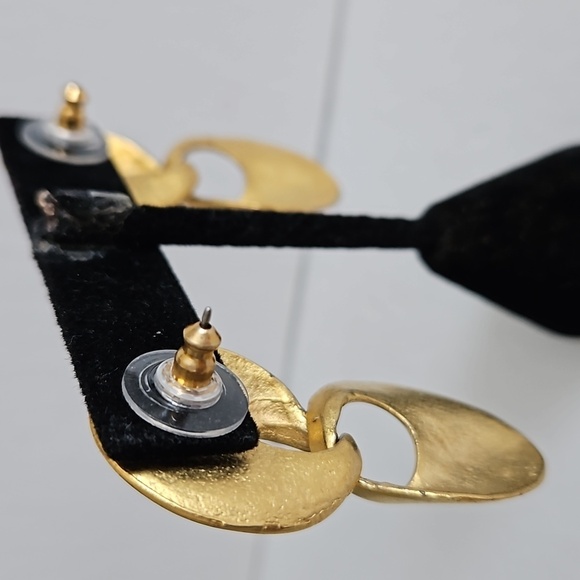 Satin Goldtone Hanging Pierced Earrings - Picture 5 of 6